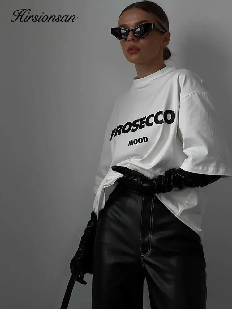 Letter Printed T Shirt Women Summer Oversized Graphic Tee Soft Cotton