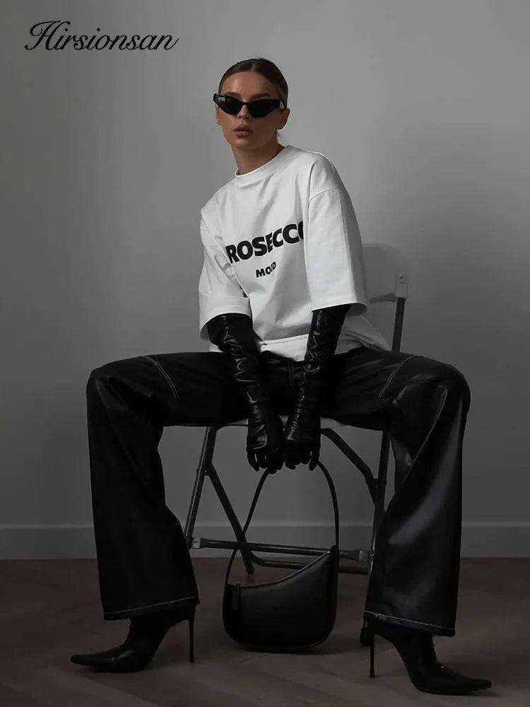 Letter Printed T Shirt Women Summer Oversized Graphic Tee Soft Cotton