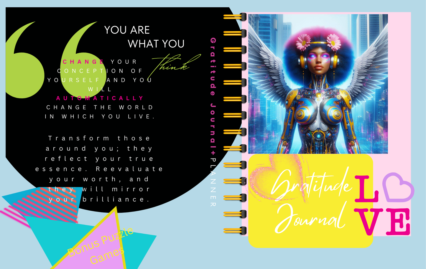 Gratitude Journal + Planner with Bonus Puzzle Games